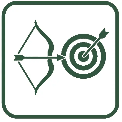 Archery bow with an arrow aimed at a bullseye target | Microsite | Microsite
